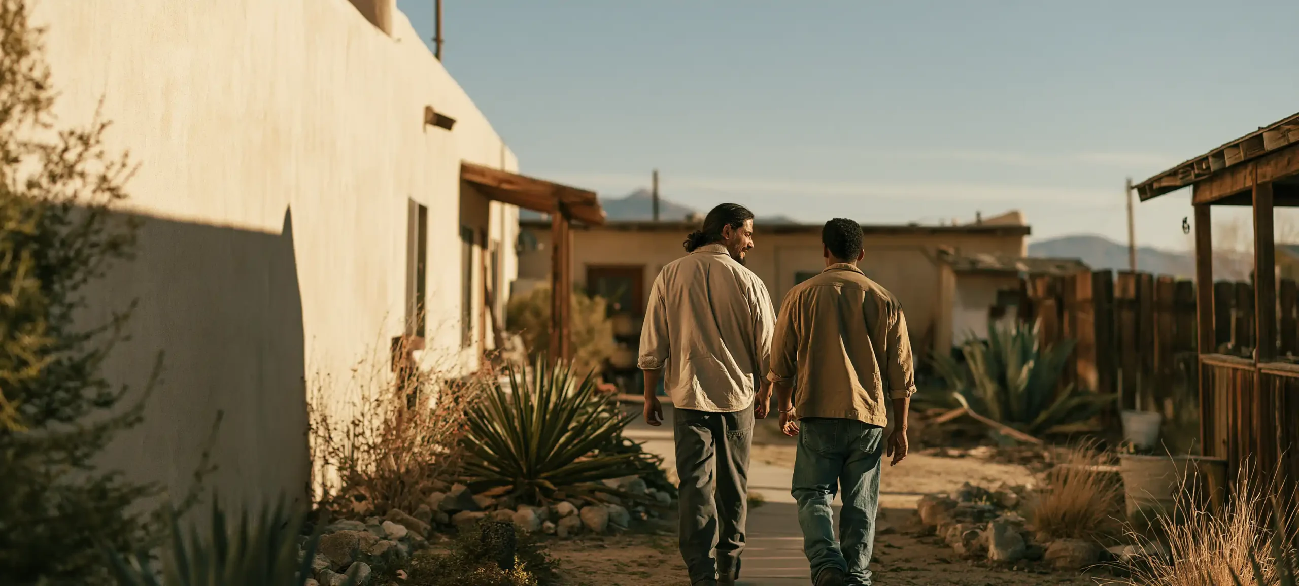 A peer support specialist and a client walking in Ridgecrest, Kern County, CA